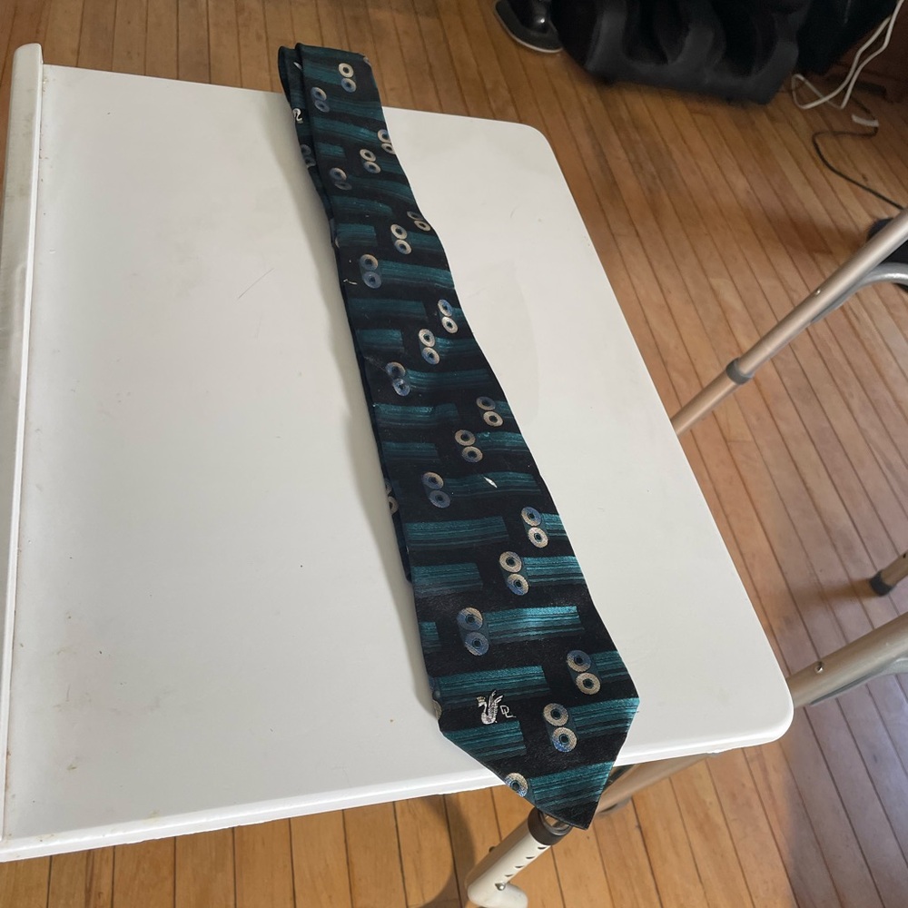 Chic Black and Teal Patterned Tie